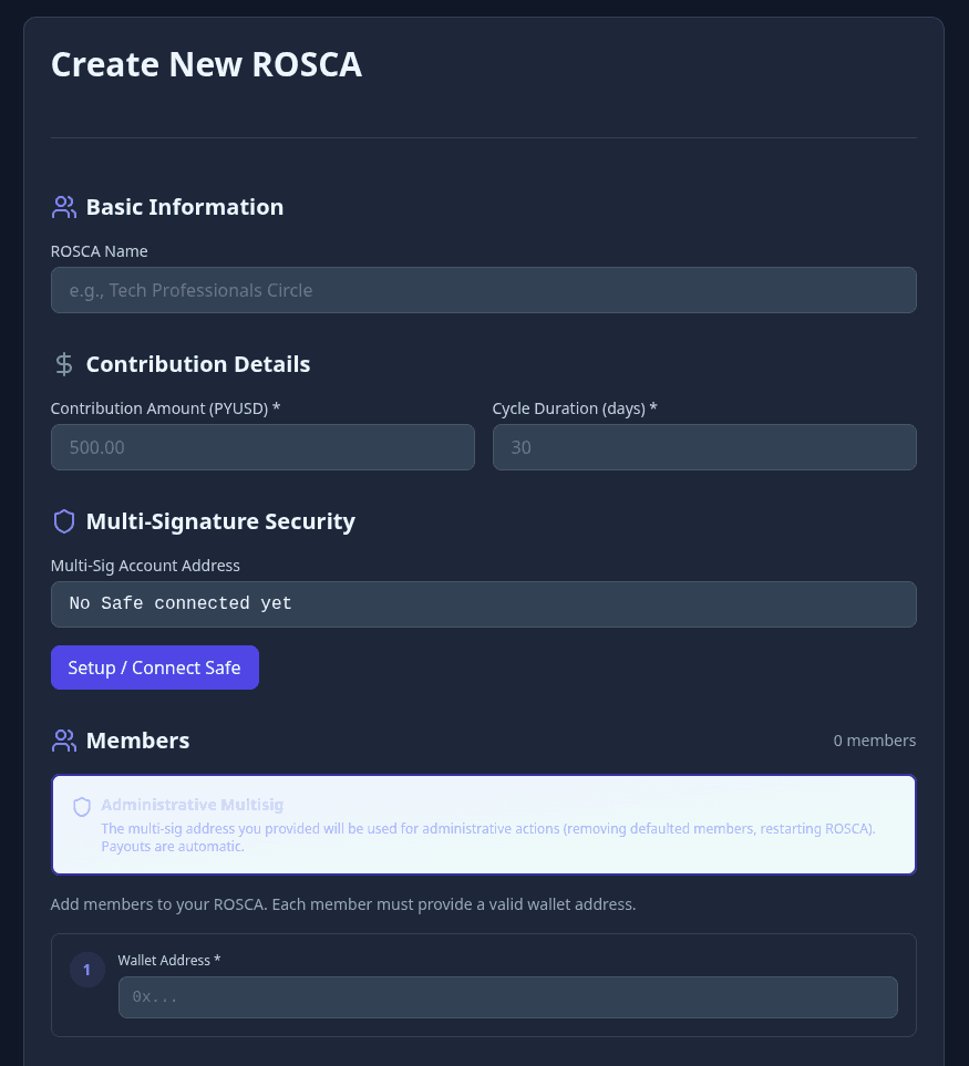 ETHOnline ROSCA DApp Screenshot